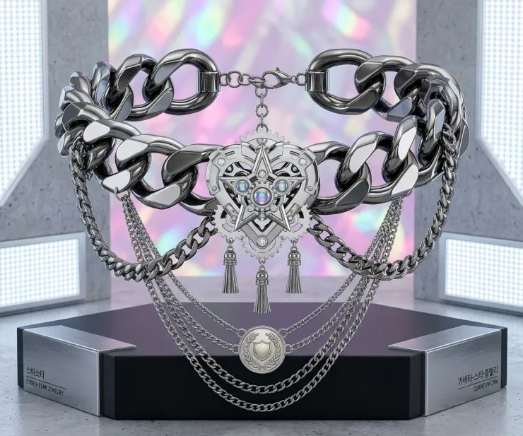 Gargantilla tipo choker con eslabones industriales