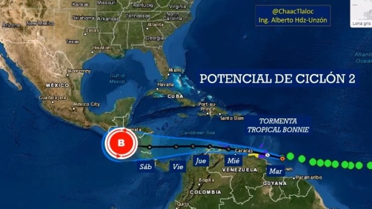 Tormenta tropical Bonnie Mar Caribe NHC