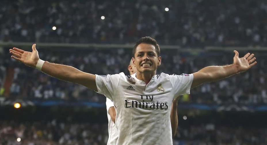 Chicharito celebra gol del Real Madrid