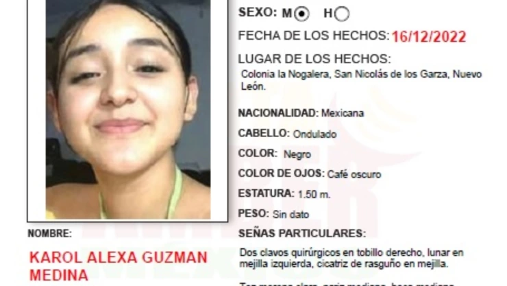 Alerta Amber Karol Guzmán Nuevo León