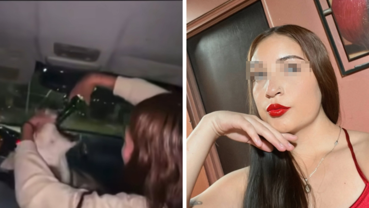 Mujer obliga a perro a beber alcohol.