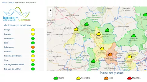 Calidad del aire en Guanajuato 5 municipios con semáforo verde y 4 en amarillo este 31 de diciembre de 2024.png