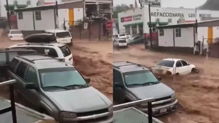 Mujer es atapada por severa inundación en Nogales, Sonora