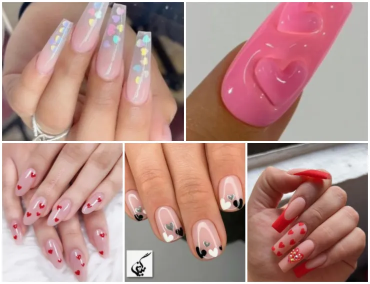 uñas acrílicas corazones diseños