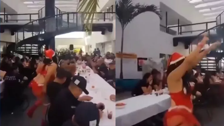 VIDEO: Policías contratan bailarina exótica para posada en Córdoba, Veracruz