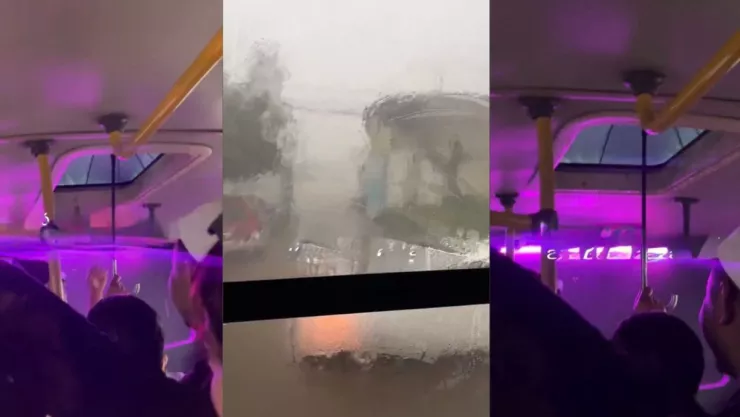 La tormenta los sorprendi&oacute; y con paraguas los pasajeros salvaron un cami&oacute;n 