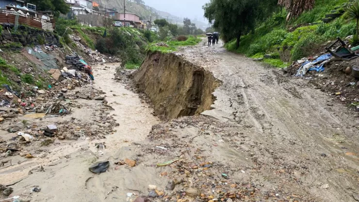 Se quedaron sin calle por las lluvias en Tijuana
