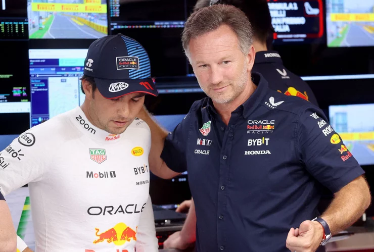Checo Pérez y Christian Horner