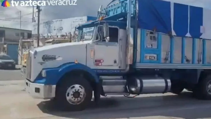 Manifestación de transportistas en Veracruz