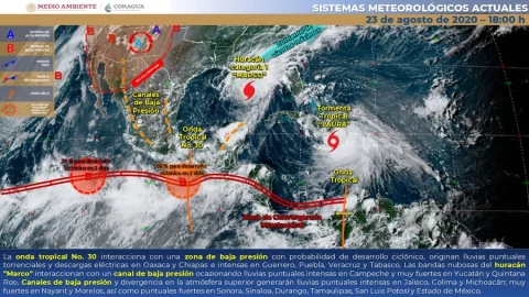 Onda tropical 30 provocará lluvias fuertes y descargas eléctricas en Veracruz, Oaxaca y Chiapas