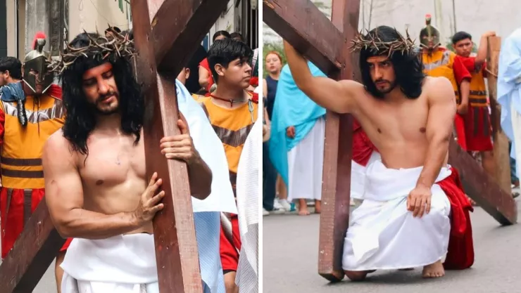 Actor que interpretó a Jesucristo llamó la atención de asistentes y usuarios