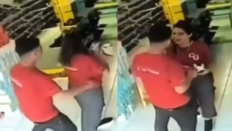 ¡No era broma! Captan a un ‘pica costillas’ en el trabajo