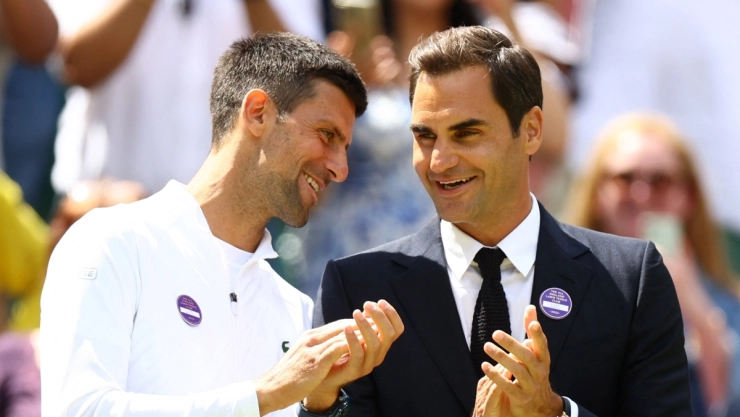 Roger Federer y Novak Djokovic en Wimbledon