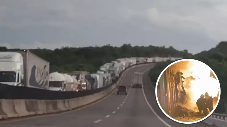Se incendia tráiler por la autopista