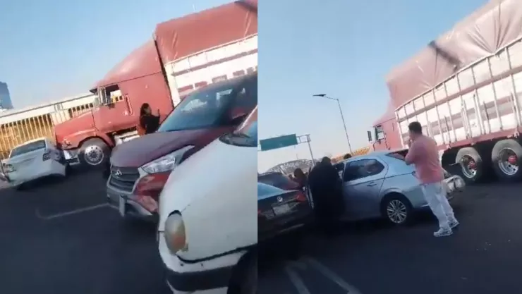Choque en Ecatepec: Tráiler desata carambola bajando del AIFA, en Vía Morelos