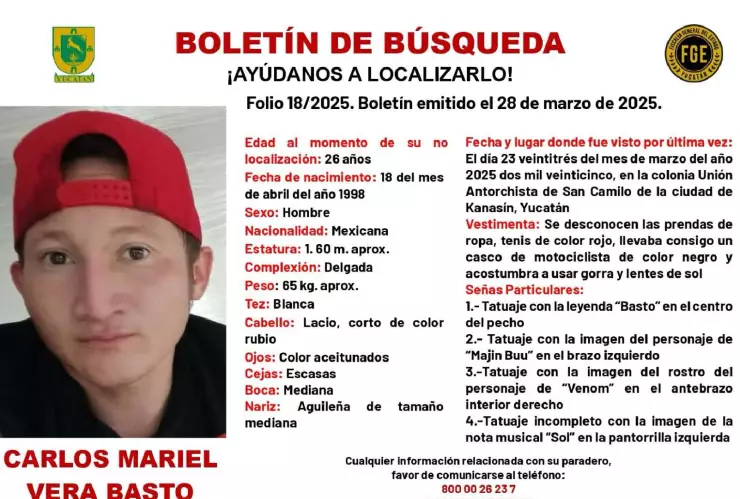 ÚLTIMO MOMENTO_ Buscan a joven desaparecido en Yucatán, se llama Carlos Mariel