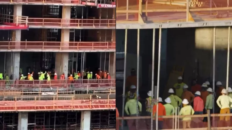 Albañiles estirándose