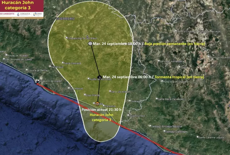 Huracán John categoría 3
