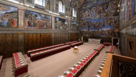 Aspectos de la Capilla Sixtina donde se realizará el cónclave.jpg