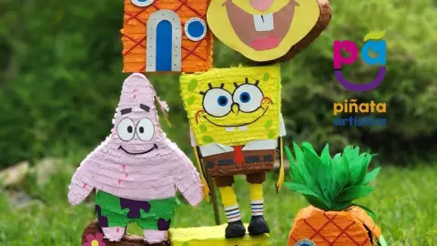 Diseño de mini piñatas de Bob Esponja y sus amigos