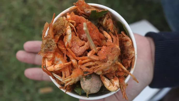 amigos se comen 300 cangrejos y 80 postres en un bufet