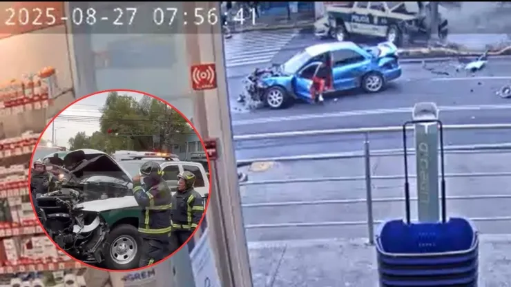Fuerte carambola en Iztapalapa deja 5 heridos; dos policías entre los lesionados