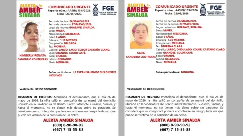Desaparecen Kimberly y Sara, hermanas de 8 y 9 años, en Guasave