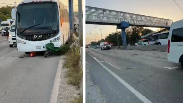 Autobús atropella a persona en carretera federal Playa del Carmen- Tulum; accidente ocasiona tráfico lento.jpg