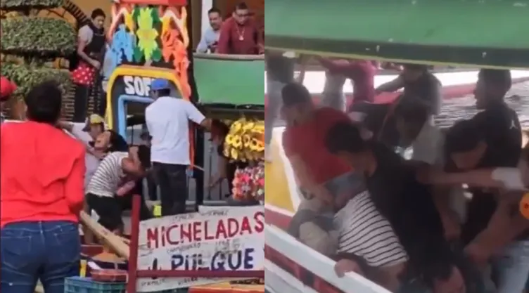 Pelea en las trajineras de Xochimilco involucra alrededor de 20 personas