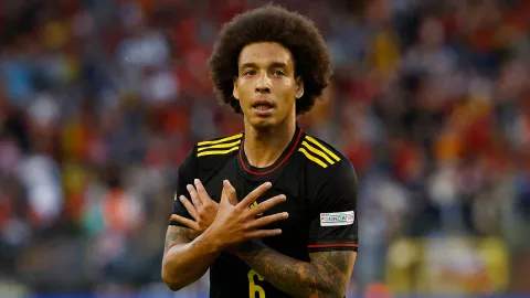 Axel Witsel celebra su anotación ante Polonia