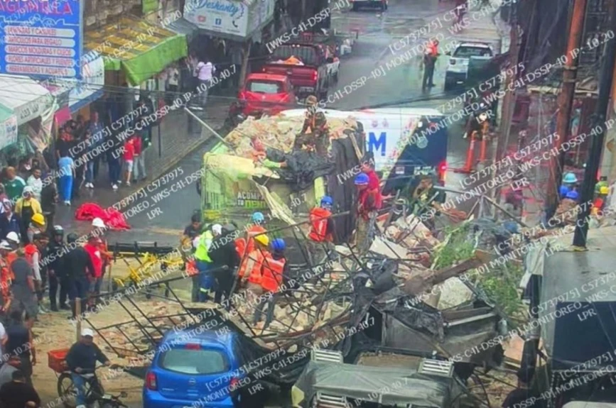 Una barda colapsó en la calle Allende 74, en el Centro Histórico de CDMX.