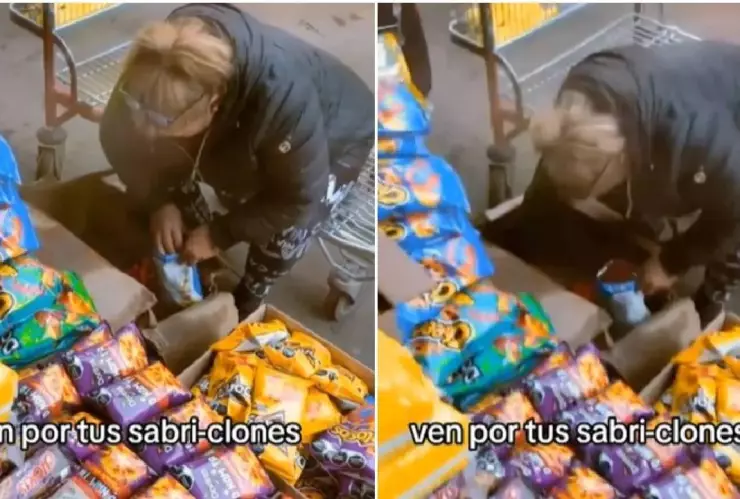 Llegan los Sabriclones, captan a vendedora llenando bolsas de Cheetos (VIDEOS)