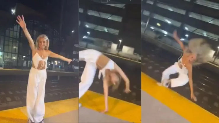 Influencer intenta hacer vuelta de carro y se cae a las vías del tren