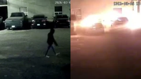 Dos ataques con artefactos incendiarios contra vehículo en Cuauhtémoc quedan grabados