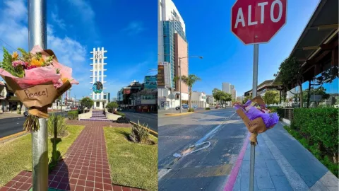 Ramos de flores son dejados en Tijuana