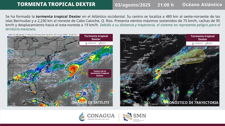 ¿La tormenta tropical Dexter será el primer huracán en el Atlántico? Esto dice la Conagua sobre el ciclón