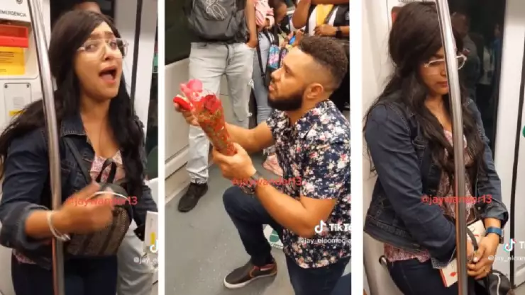 Hombre pide matrimonio a su amiga en el metro