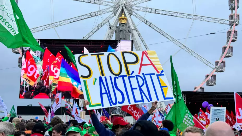 Protestas contra las medidas de austeridad de la UE en Bruselas.