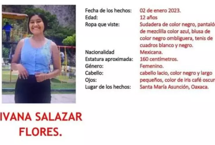 Alerta Amber Ivana Salazar Oaxaca
