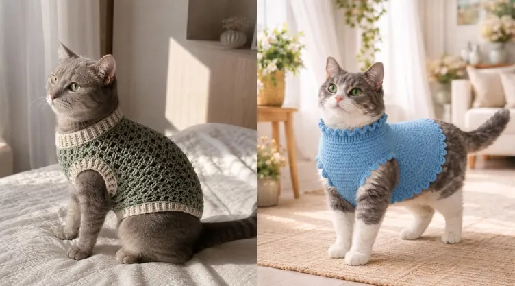 sueteres a crochet para gatos