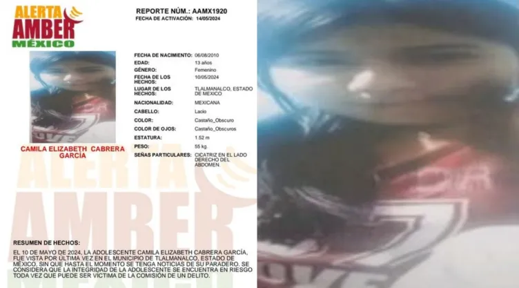 Alerta Amber Camila Elizabeth Cabrera García Edomex