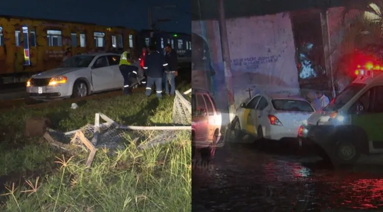 Un auto terminó en las vías del Tren Ligero, mientras que un taxista fue asesinado en Tlaquepaque.