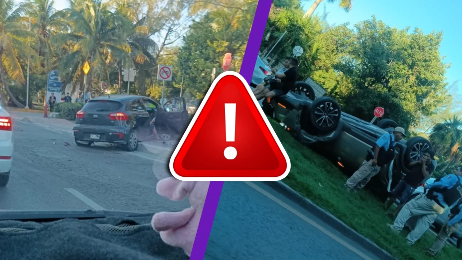 Choque termina en volcadura en el Bolulevard Kukulcán de Cancún_ Esto se sabe sobre los pasajeros y el hecho.jpg