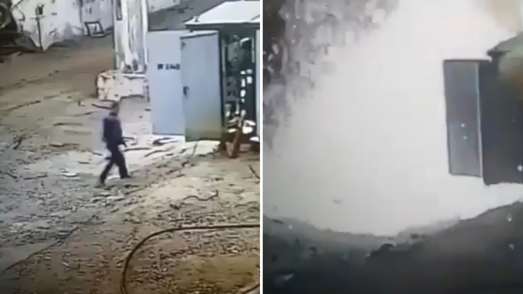VIDEO Hombre se electrocuta tras confundir subestación eléctrica con baño público.png