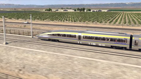 Una proyección de cómo será el tren de alta velocidad de California.