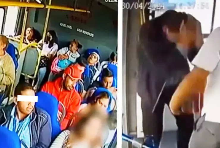 Chofer defiende a mujer de acosador video