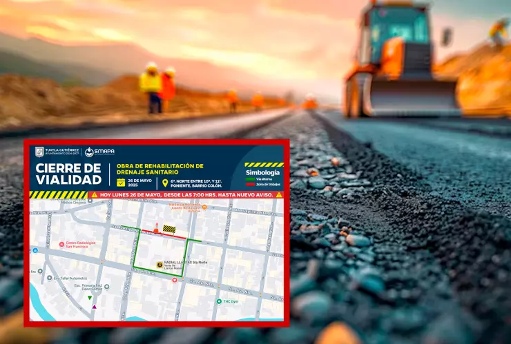 Calle cerrada SMAPA Tuxtla