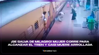 ¡Se salva de milagro! Mujer corre para alcanzar el tren y casi muere arrollada.jpg