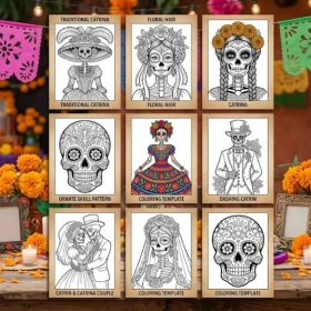 9 plantillas de catrinas para imprimir y celebrar el Día de Muertos: en blanco y negro y a color