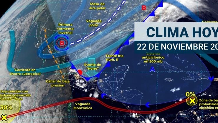 Clima en México, 22 de noviembre de 2023